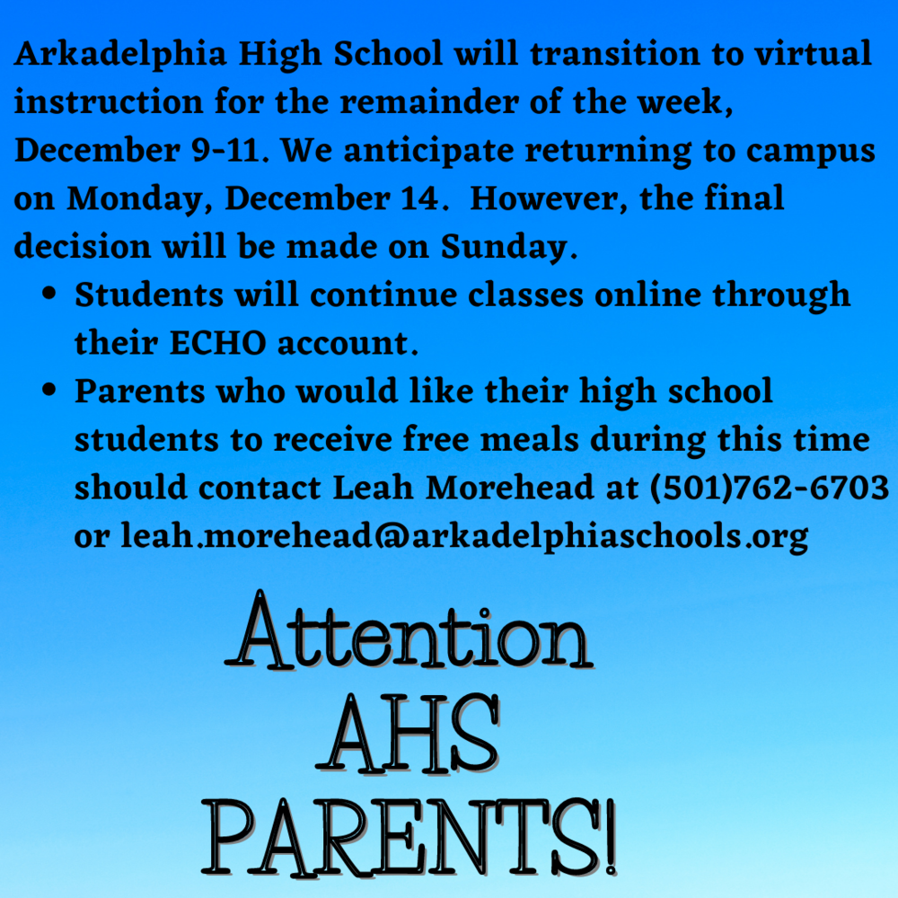 AHS Transitions to Virtual Learning Dec. 9-11
